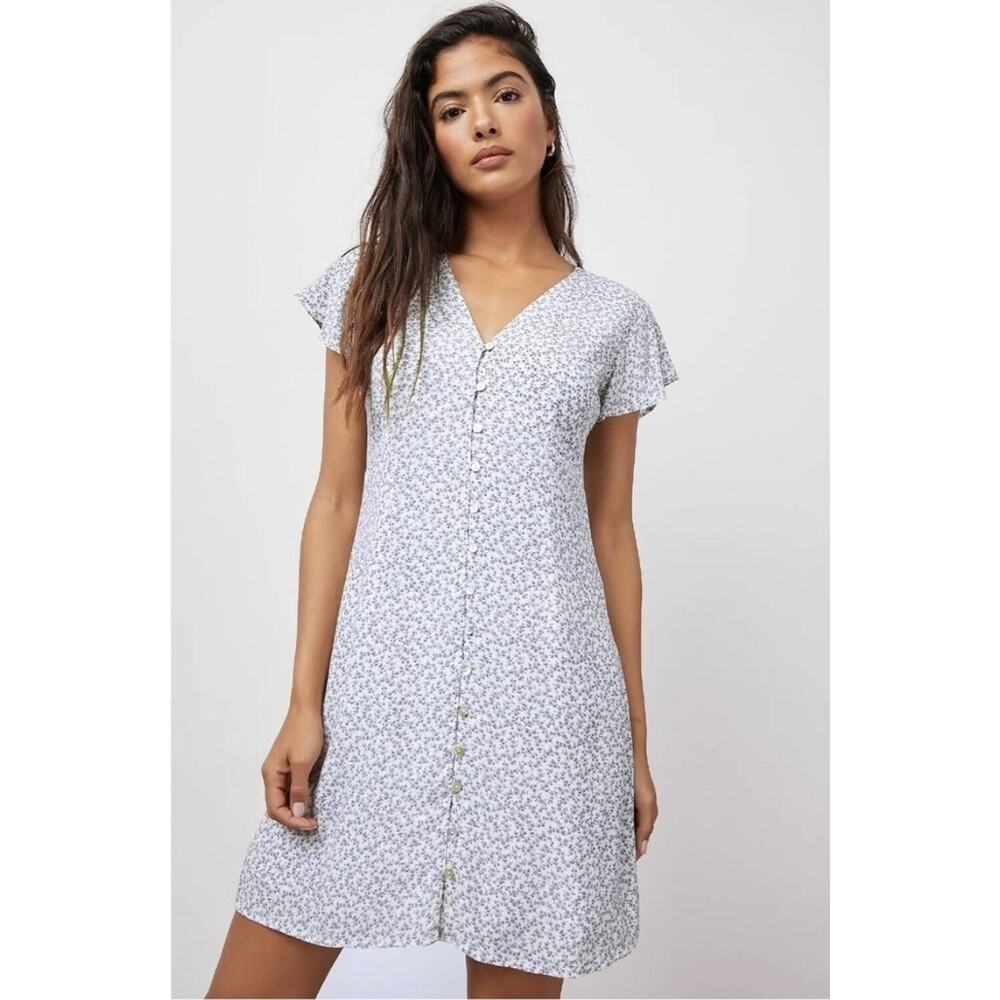 Rails Helena Blue Floral Front Button Mini Dress XS